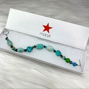 Turquoise and Silver Beaded Bracelet